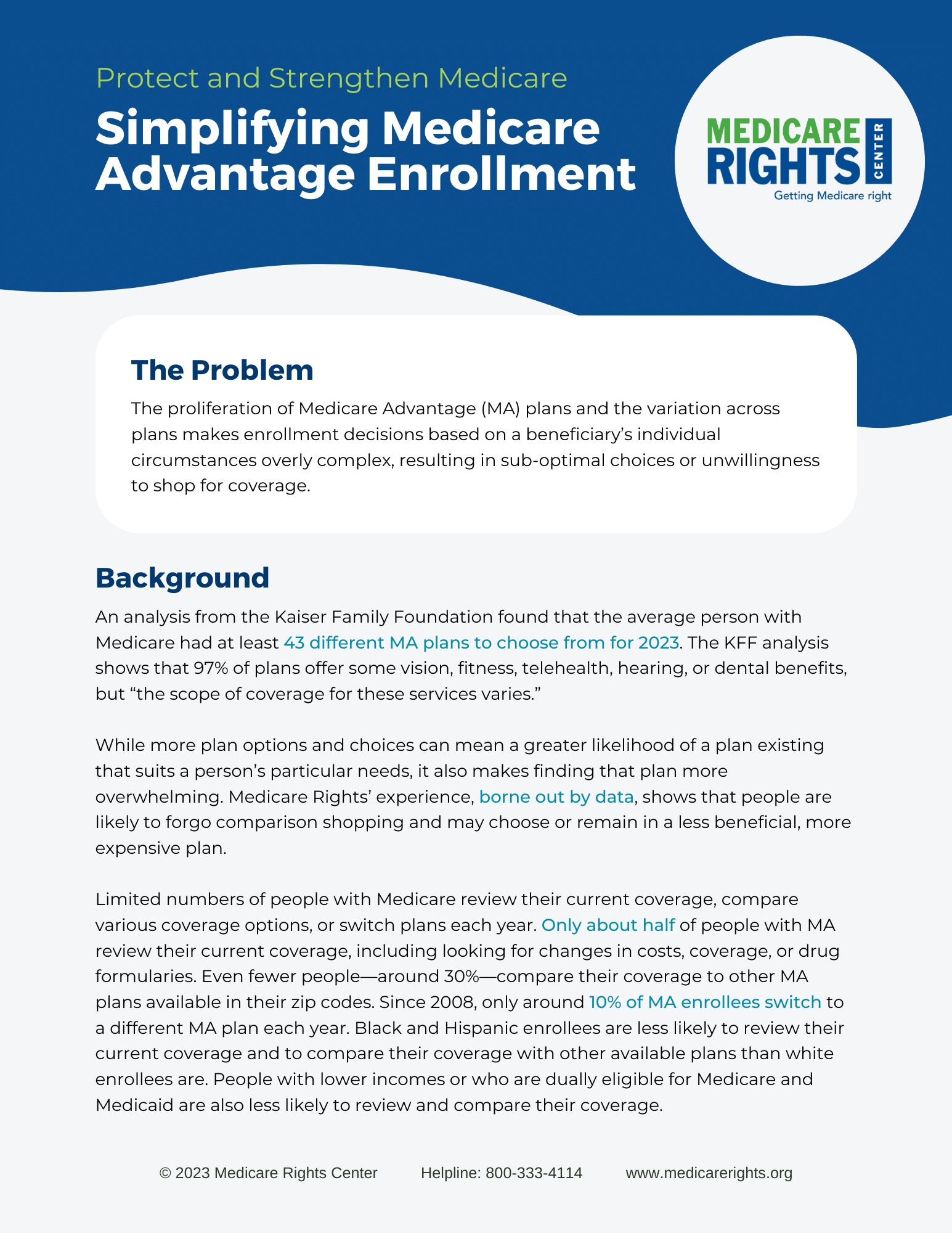 Simplifying Medicare Advantage Enrollment - Medicare Rights Center