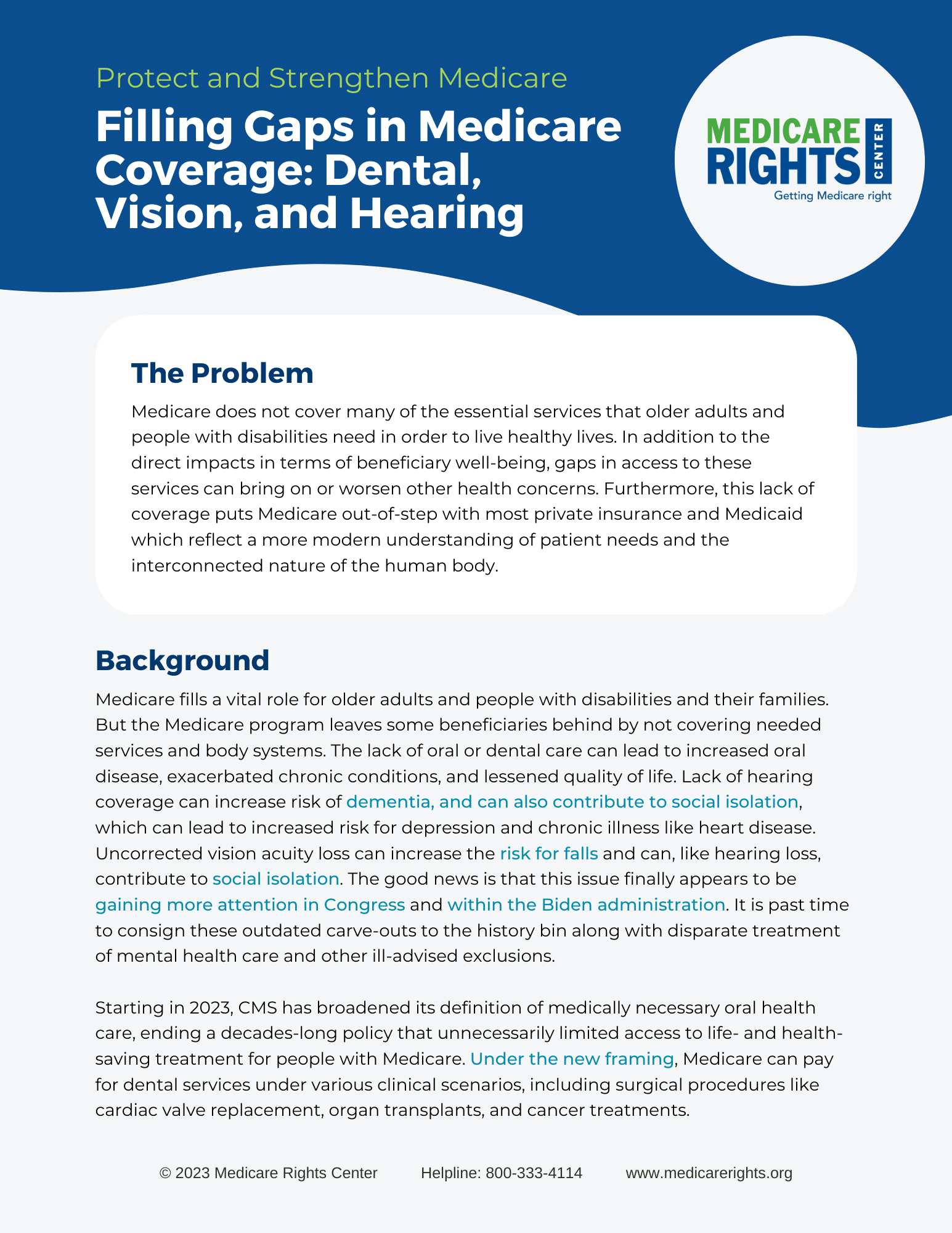 Filling Gaps in Medicare Coverage Dental, Vision, and Hearing