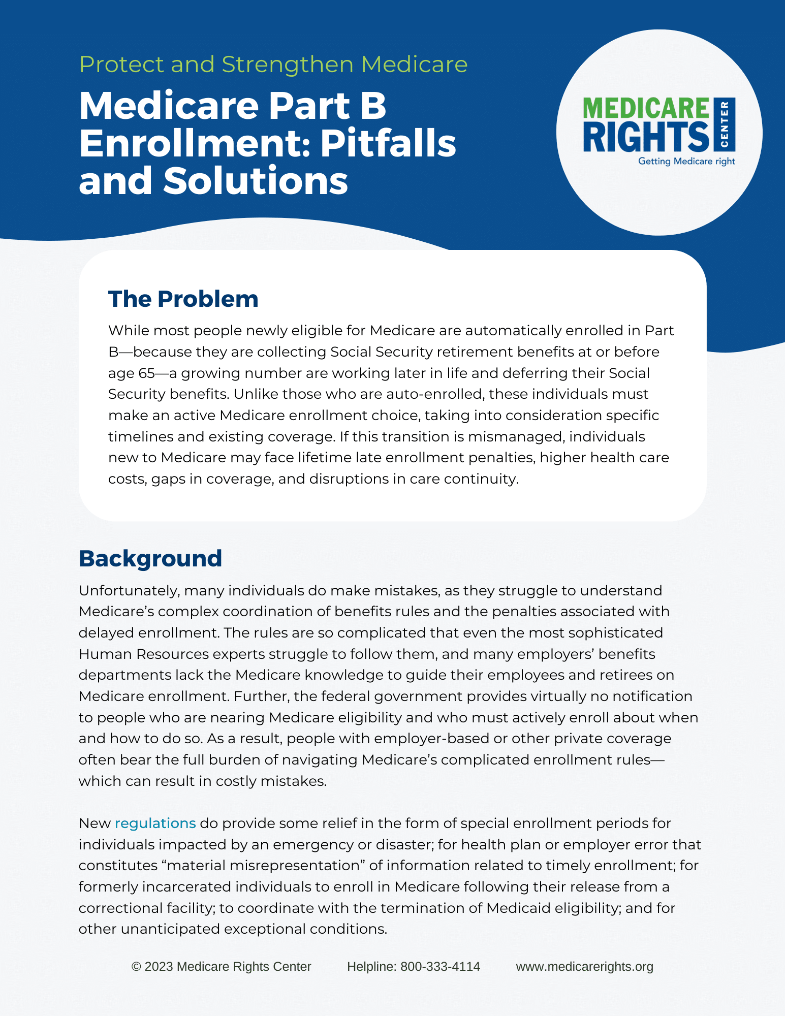 Medicare Part B Enrollment Pitfalls and Solutions Medicare Rights Center