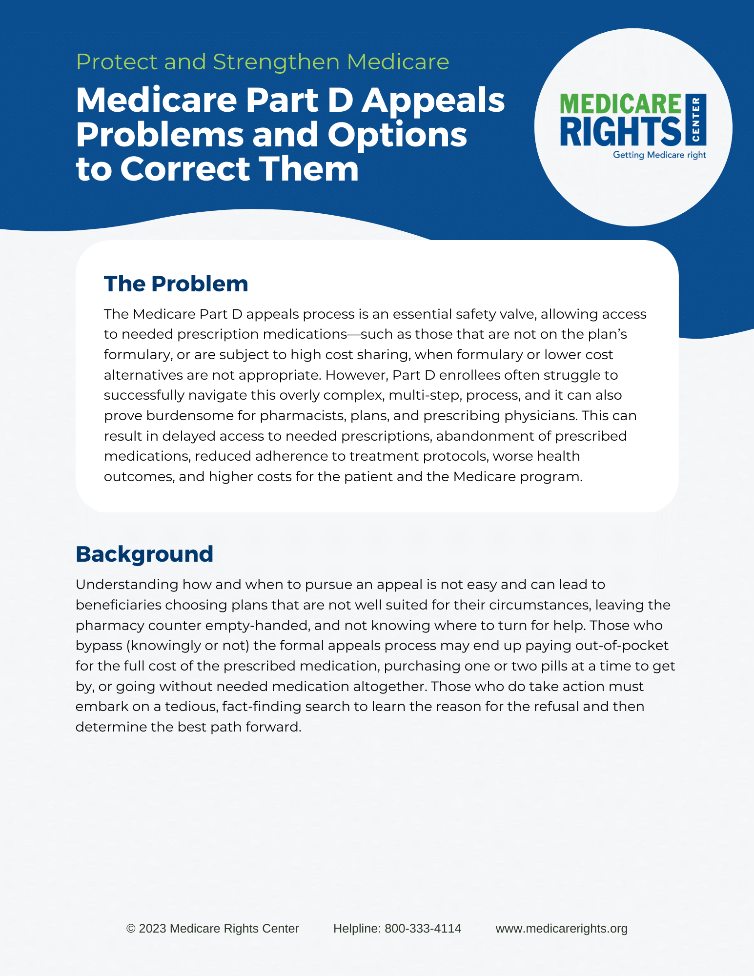 Medicare Part D Appeals Problems And Options To Correct Them Medicare Rights Center 1172